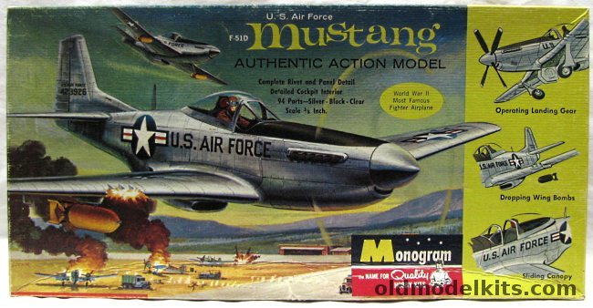 Monogram 1/32 F-51D (P-51D) Mustang  - Action Model, PA77-198 plastic model kit